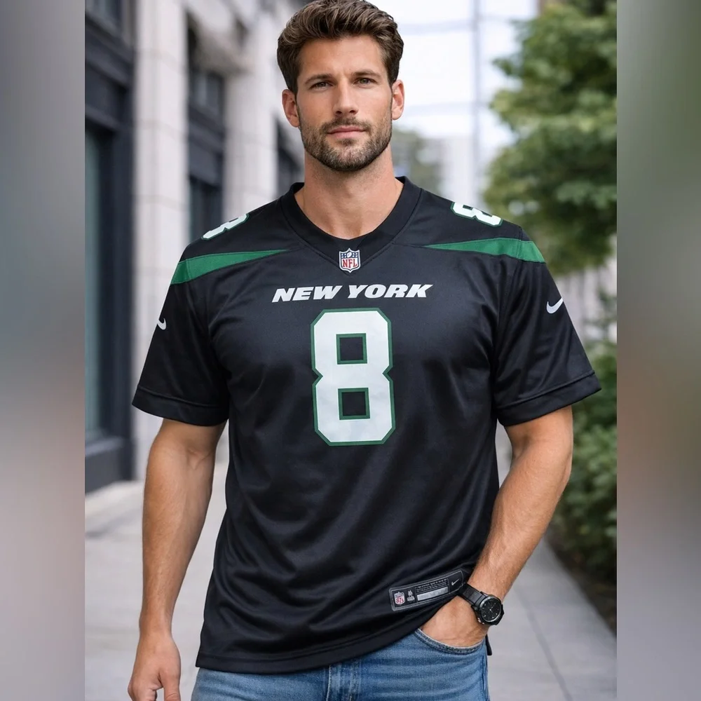 Nike‎ Dri-Fit New York Jets Aaron Rodgers #8 Jersey Black Men’s 3XL NFL On Field